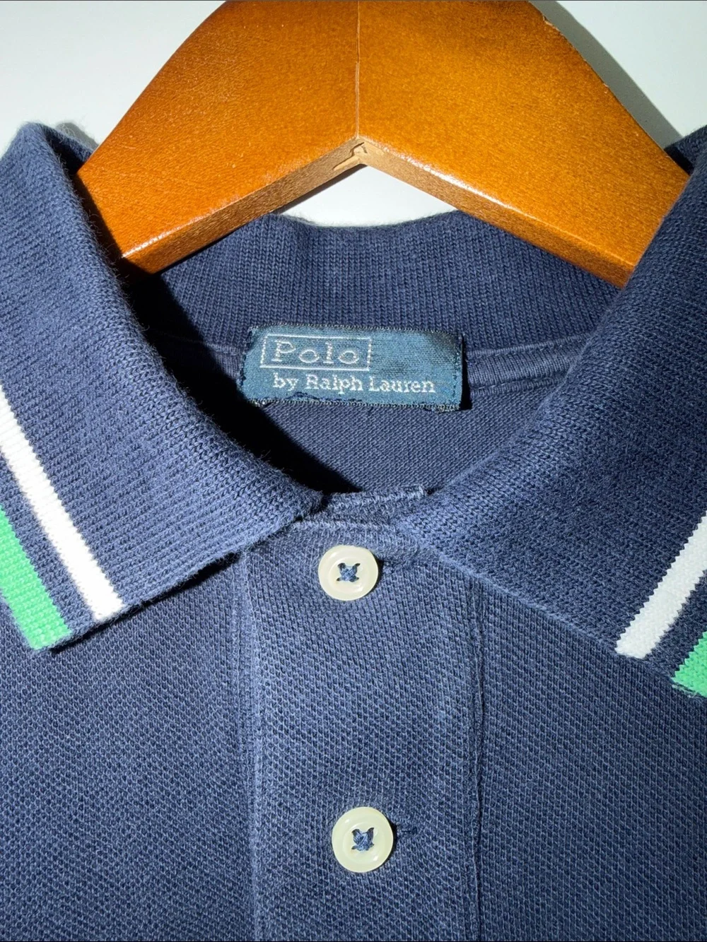 CLASSIC Ralph Lauren Navy Polo with Green and White Trim
